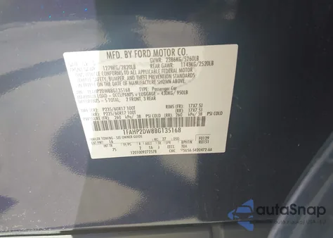 2011 Ford Taurus Se from USA, damaged, VIN 1FAHP2DW8BG135168